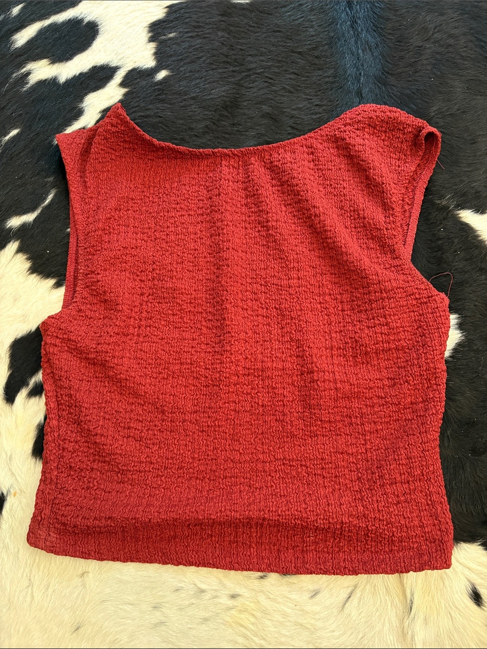 Pull&Bear Textured Red Backless Tank Top